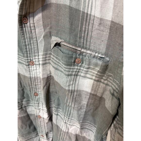 Toad&Co Green Grey Plaid Lightweight Long Sleeve Button Down Flannel - XL - Picture 5 of 8